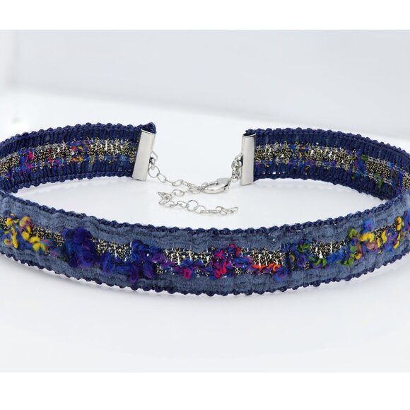 Blue Lace Choker Fancy Flower chokers adjustable (#7) - Picture 7 of 12